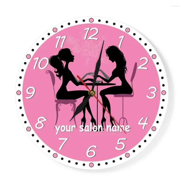 Orologi da parete Orologio da salone per manicure Nail Spa Opera d'arte personalizzata personalizzata Pedicure Art Studio Arredamento aziendale