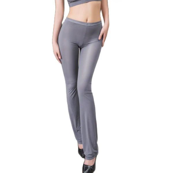 Leggings Calças De Seda Gelo Cor Doce Brilhante Elástico Exótico Flare Calças Sheer Sexy Transpaent Calças Mulheres Sexy Legging Push Up Sex Appeal