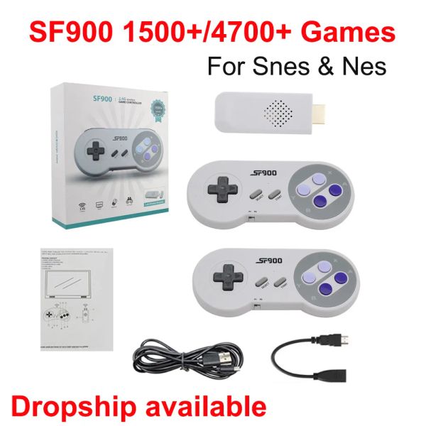 Consoles SF900 Retro Video Game Console 1500 +/2900/4700 + Jogos HDMICompatível 16 Bit Game Stick para SNES NES Gamepad sem fio