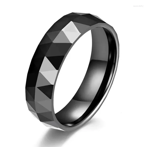 Anelli a grappolo LETAPI Trendy 6mm Taglio nero Gioielli in ceramica Matrimonio Fidanzamento per donne Anneaux Anelli