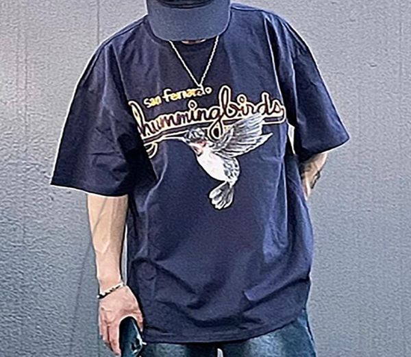 New Bird Tee Navy Maniche corte Casual Magliette oversize T-shirt in cotone Uomo Donna Hip Hop Streetwear MG2203526327084