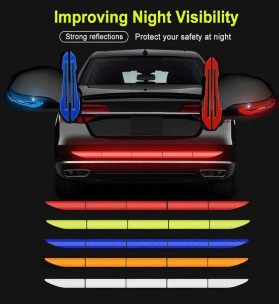 2021 5 teile/satz Auto Reflectante Reflektor Aufkleber 914 Körper Stamm Außen Auto Zubehör Reflektierende Band Reflex Warnung1984685