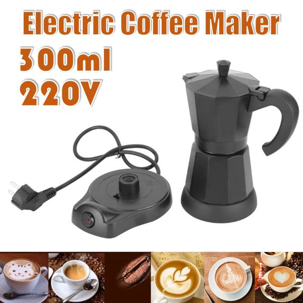 Strumenti 300ml Caffettiera elettrica portatile Acciaio inossidabile Espresso Mocha Caffettiera Strumenti Filtro Macchina per caffè espresso GK545