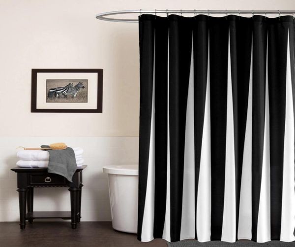 SunnyRain Tenda da doccia moderna in bianco e nero Tenda da bagno in poliestere resistente all'acqua Blu Cortina ducha donchegordijn4077270