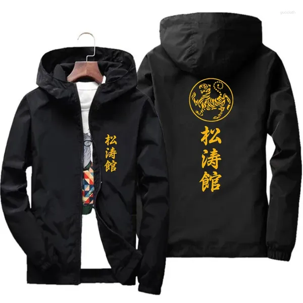 Erkek Ceketler Sokan Karate Tiger Kapüşonlu Sokak Rüzgar Çeker Ceket Büyük Boy Ceket İnce Fit Pilot Parkas Hoodie Giysileri 6xl