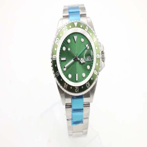 Orologio meccanico da uomo 116710 Business Casual Moderno Argento Bianco Cassa in acciaio inossidabile Quadrante con anello laterale verde 4 pin 40 mm Calend252A