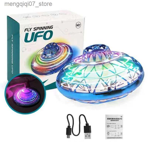 Beyblades Metal Fusion Mini Flying Saucer Gyro Ball Toy Hand Control Drone com LED Boomerang UFO Spinner Flying Ball Fidget Brinquedos para Crianças Presentes para Família L240304