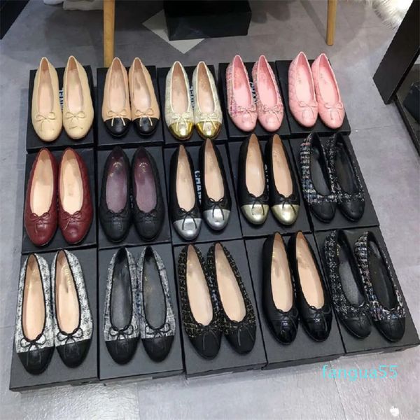 Designer Sandale Loafer Schuhe Schaffell Duft Ballett Single Schuh für Frauen leichte Schnittanpassung der Fliege runder Kopf Flacher Flachferse