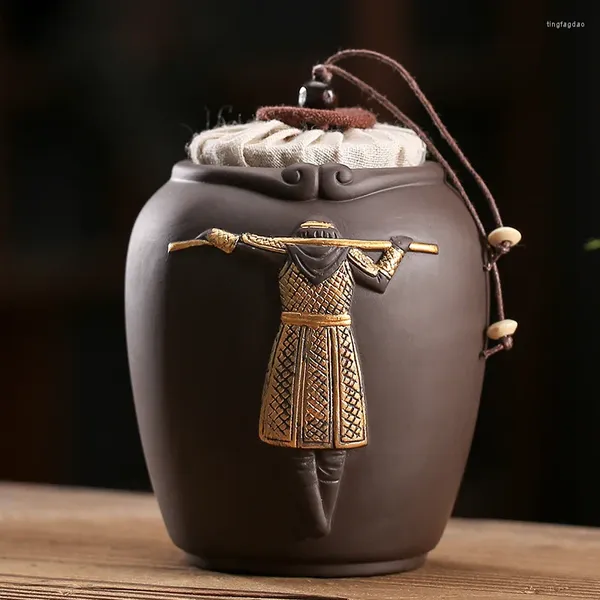 Garrafas de armazenamento figura criativa cerâmica chá selado doces grãos de café artesanato ornamentos recipientes de alimentos decoração para casa
