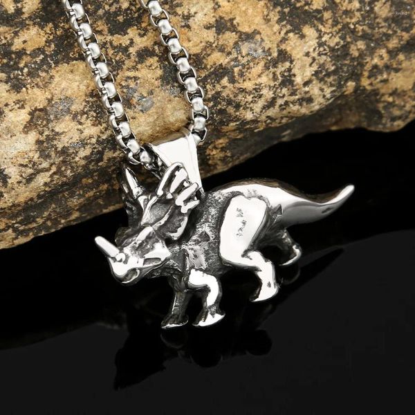 Anhänger Halsketten Edelstahl Einfaches Design Dinosaurier Für Männer Mode Kreative Kreidezeit Tier Halskette Amulett Schmuck Geschenk Großhandel