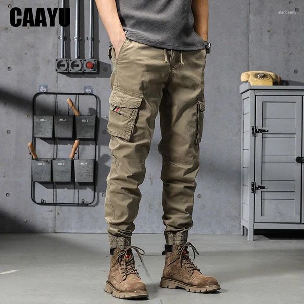 Pantaloni da uomo CAAYU Joggers Cargo Uomo Casual Hip Hop Y2k Multi-tasche Pantaloni maschili Pantaloni sportivi Streetwear Techwear Tattico Cachi