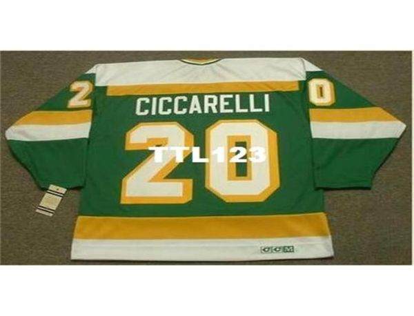 740 20 DINO CICCARELLI Maglia da hockey vintage Minnesota North Stars 1981 CCM o personalizzata con qualsiasi nome o numero maglia retrò3494645