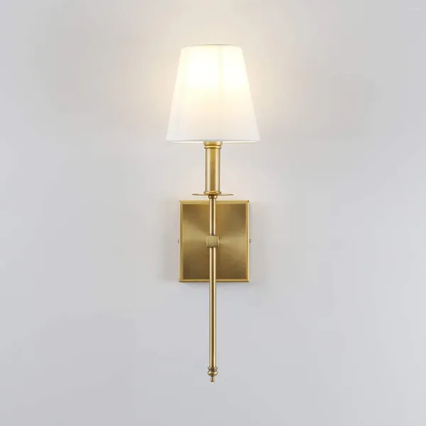 Настенный светильник, белый тканевый абажур E27, золотой металл, прихожие, прикроватные светильники для прохода, столовая, бра, падение