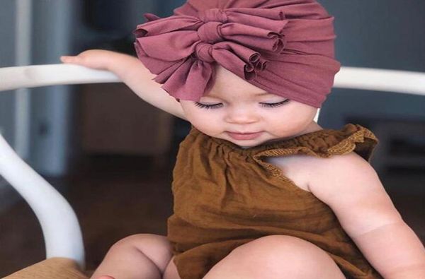 Grande arco bagunçado bebê meninas meninos chapéus de algodão bebes três arcos chapéu bebê recém-nascido turbante atado quente headwrap infantil menino gorro 14953940