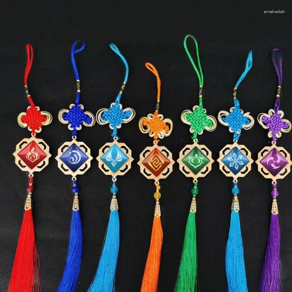 Chaveiros Anime Tassel Genshin Impact Keychain Visão Olho de Deus Mondstadt Liyue Snezhnaya Inazuma para mulheres saco