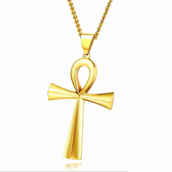 Collane con ciondolo Collana con croce in metallo Uomo Streetwear Gioielli minimalisti Religione Crocifisso Pendenti Girocolli Argento Colore oro