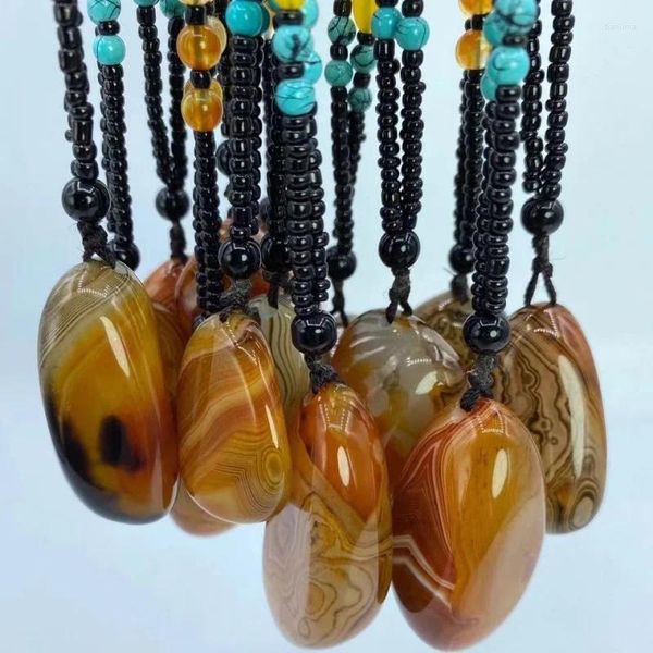 Strand ágata pedra áspera pingente sardonyx peças de mão carro pendurado colar camisola corrente