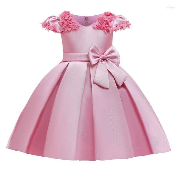 Abiti da ragazza carino con fiocco grande per bambine vestito infantile elegante per la festa serale per bambini principessa matrimonio compleanno