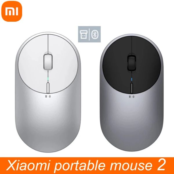 Fareler Xiaomi Kablosuz Fare Taşınabilir Bluetooth 4.0 Alüminyum Alaşım Abs Malzeme Oyun Fare RF 2.4GHz Çift Mod Bağlantı MI 1200DPI