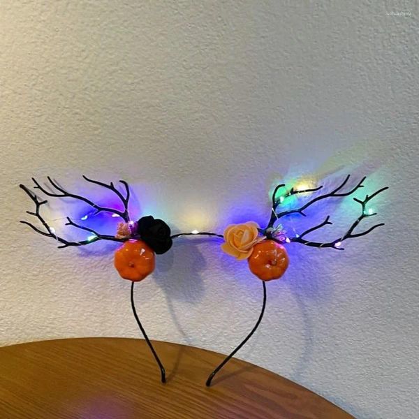 Accessori per capelli Halloween LED Light Antlers Band Cute Fairy Glowing Elk Hairpin Clip Donne Ragazze