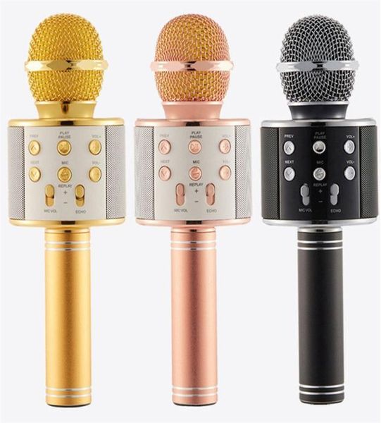 Microfono wireless Bluetooth professionale Altoparlante Karaoke portatile Microfono Lettore musicale Registratore di canto Microfono KTVWS 858 Exquis2543697