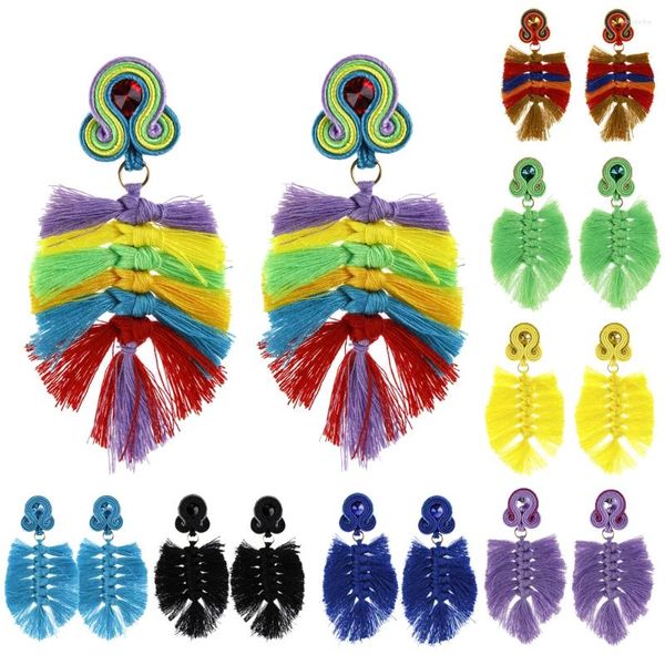 Baumelnde Ohrringe, modisch, Soutache-Schmuck, Damen-Ohrring, Quaste, Boho-Accessoires, handgefertigt, Weben, bunt, ziemlich trendig