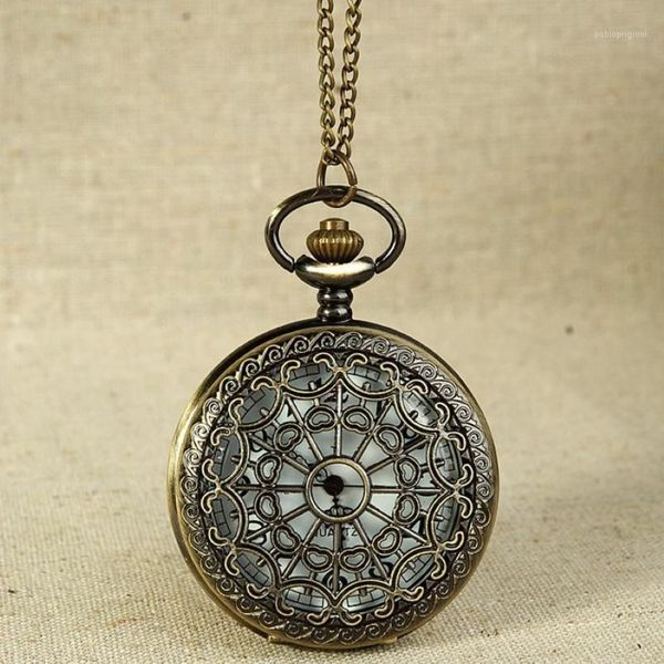 Карманные часы Fob, винтажные бронзовые тона, дизайн паутины, цепочка с подвеской, водонепроницаемые мужские часы, подарок на день рождения, годовщину 2009