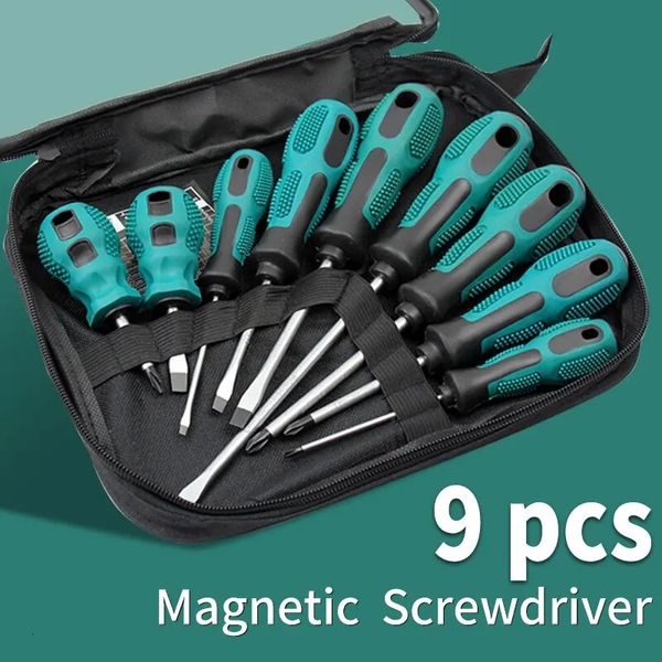 Set di cacciaviti da 9 pezzi con cacciavite magnetico multifunzionale per uso domestico Set di cacciaviti manuali a croce Strumento di manutenzione 240219