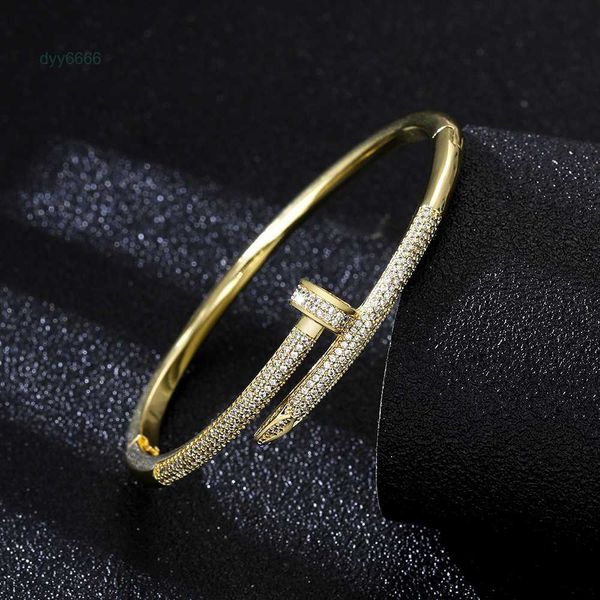 Moda Luxo Designer Cartiyaryly Charme Pulseiras Instagram Home Prego Pulseira Não Desvanecendo Luz 18k Ouro Cheio De Diamante Pulseira Jóias K696