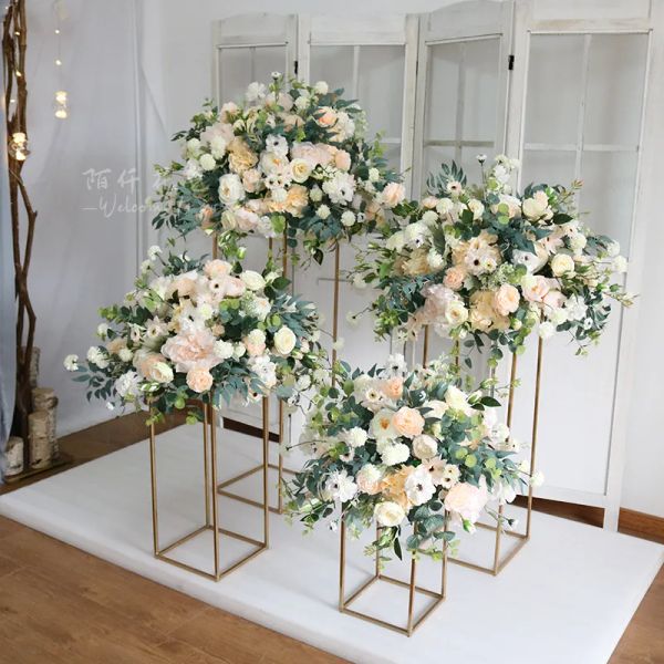 Künstliche Blumenkugel, goldrosa, DIY, großer Durchmesser, 80 cm, Hochzeit, Tischdekoration, Ständer, Dekoration, geometrisches Regal, Party, Bühnendisplay, Zuschussveranstaltung 2024304