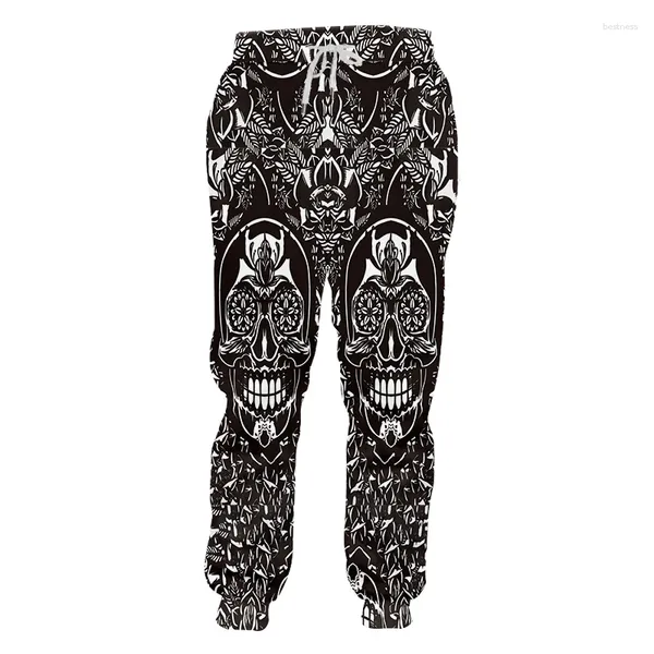 Calças masculinas y2k harajuku homens sweatpants 3d impressão completa crânios roxos masculino hip hop horror preto longo streetwear vintage medieval kpop