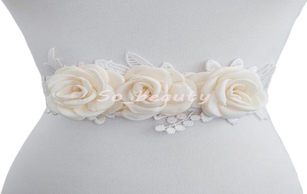 Cintura da sposa con fascia da sposa Cintura floreale avorio Fiore Abito da damigella d'onore Fascia da sposa Accessori Abito Nastro SW33446724879