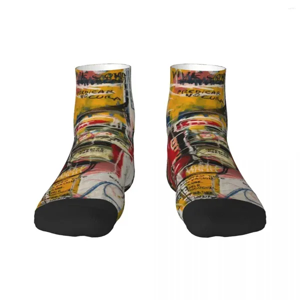 Herrensocken „Delete Zone Crew“, Unisex, lustiger 3D-Druck, Basquiats-Schädel, Graffiti-Kunst, Kleid