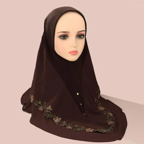 Abbigliamento etnico Stile Donne musulmane Hijab Pronto da indossare Cappellini turbante Malesia Copricapo ricamato istantaneo Sciarpa islamica Un pezzo Amira