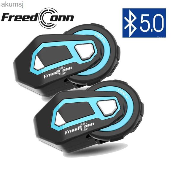 Handy-Kopfhörer Freedconn T Max Pro Motorradhelm Bluetooth Intercom Headset 6 Fahrer BT 5.0 1200M FM Motor Interphone Communicator Kopfhörer YQ240304