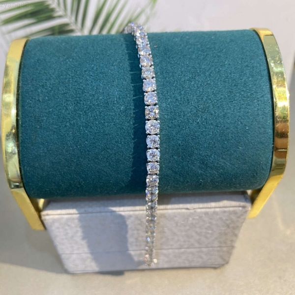 Pulseira de corrente de tênis com diamante completo, design mais recente, joia, ouro puro 18k, 10,25 quilates, pulseira de tênis com diamante branco