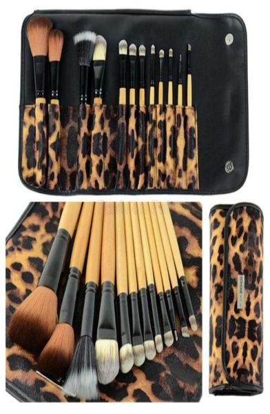 12pcs Profesyonel Kozmetik Makyaj Fırçaları Set Kaş Pencil Leopar Çantası Kit De Pincel Maquiagem Makyaj Pinceis Maquillaje D182024524