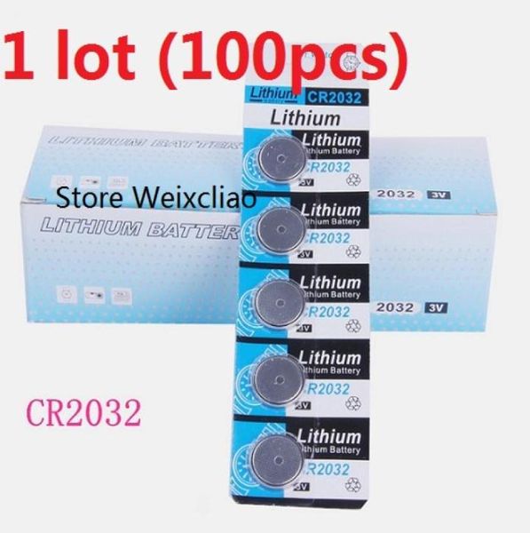 100 pz 1 lotto CR2032 batteria a bottone agli ioni di litio da 3 V CR 2032 3 Volt batterie a bottone agli ioni di litio carta 4322658