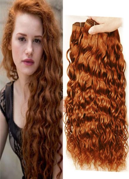 Molhado e ondulado cabelo humano brasileiro médio ruivo 3 pacotes 300 gramas 30 luz marrom onda de água virgem cabelo humano tecer tramas misturadas l7495516