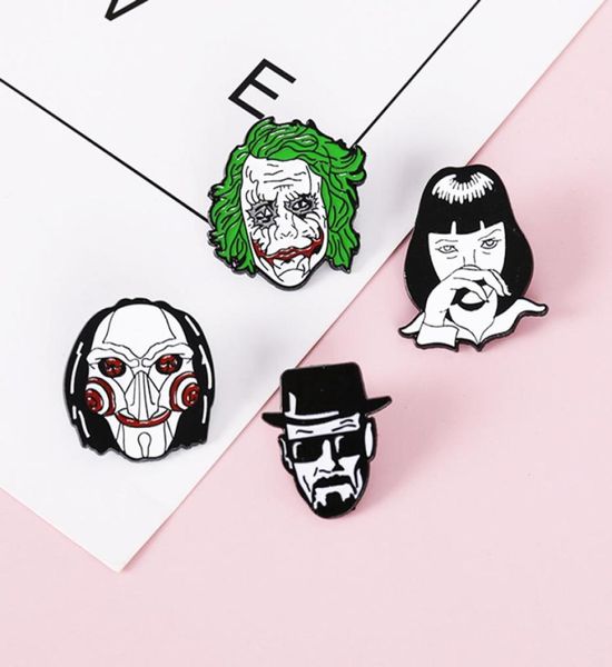 Pins Cartoon Clown Brosche Film Avatar SAW Halloween Lustige SAW Maske Brosche Legierung Kleidung Pin Brosche Abzeichen8245942