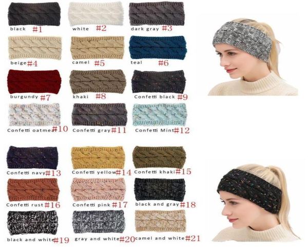 CC Hairband Colorido Malha Crochet Headband Inverno Ear Warmer Elastic Hairbands Acessórios de cabelo largos para senhoras ou girls4000709