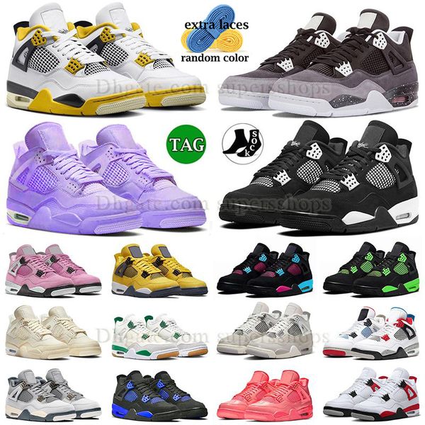 Jumpman 4 Basketbol Ayakkabı Erkek Kadın Jump Adam IV J4 Orkide Pembe Oreo Vivid Sülfür Yeniden Bağlı Kırmızı Çimento Beyaz Kırmızı Sarı Pembe Gök Gürültü 4s Blackcats Blackcat Spor ayakkabılar