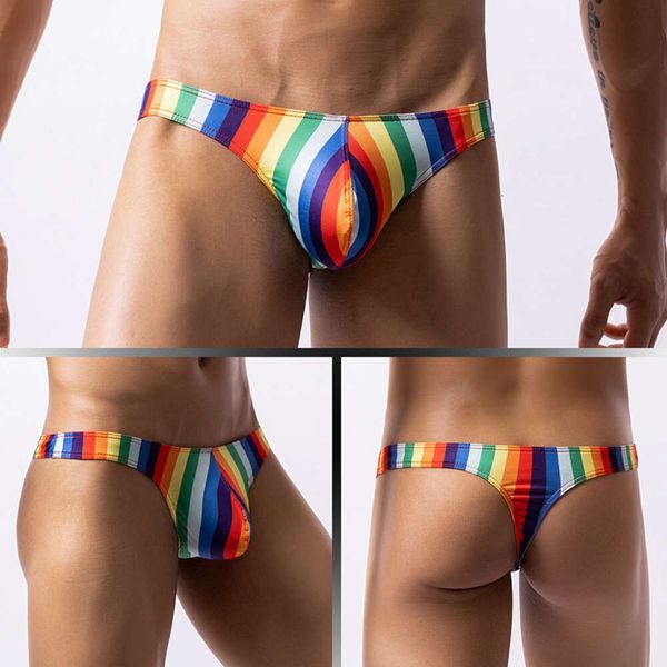 Gay sexy cintura baixa roupa interior masculina impressão dos desenhos animados u levantada umidade absorvente g-string calças E-100 419826
