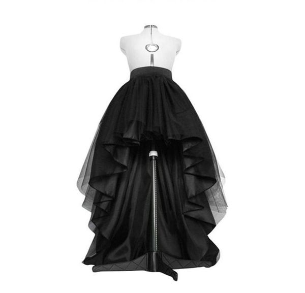 Gonna in tulle nero alto basso Orlo asimmetrico Tutu Abito da sposa a strati Abito da sposa Vita alta Gonna a pieghe Gonna Gala Elegante Saia 2103104270948