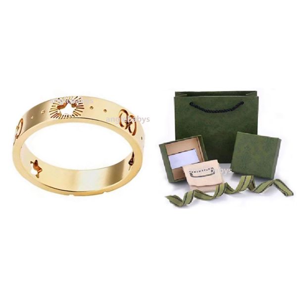 Unisex-Designer-Ring für Herren, modisch, vergoldetes Silber, Stern-Buchstaben-Muster, Damenringe, Verlobungsband-Schmuck
