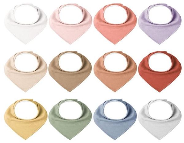 Bavaglini a stampa veloce Panni antirigurgito Bandana per bambini Bava di cotone per unisex Ragazzi Ragazze 12 colori solidi Set Dentizione e sbavatura amNfA3227515