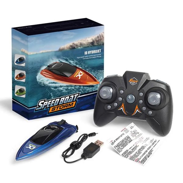 Mini RC Boot 5 kmh Funkferngesteuertes Hochgeschwindigkeitsschiff mit LED-Licht Palmboat Sommer Wasserspielzeug Pool Spielzeug Modelle Geschenke 240228