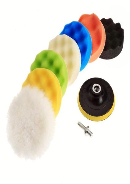 Todo 8 pçslote 4 polegada esponja polimento depilação lavagem almofada kit feltro carstyle cuidados polonês auto lavagem de carro escova dril cl4246157