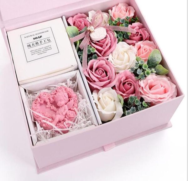 Китайское мыло в подарок на день Святого Валентина039s, подарочная коробка с цветком, новинка, подарок, роза, креативное мыло, мыло ручной работы с натуральными растениями4677033