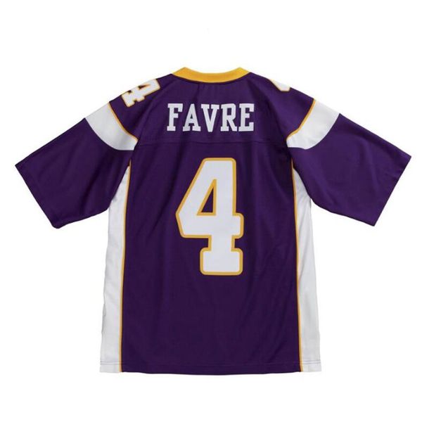 Costurado Futebol Jersey 4 Favre 2010 Roxo Malha Retro Rugby Jerseys Homens Mulheres Juventude S-6XL